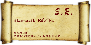 Stancsik Réka névjegykártya